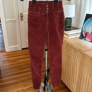 Burnt Orange High Waisted Skinny Corduroy Pants